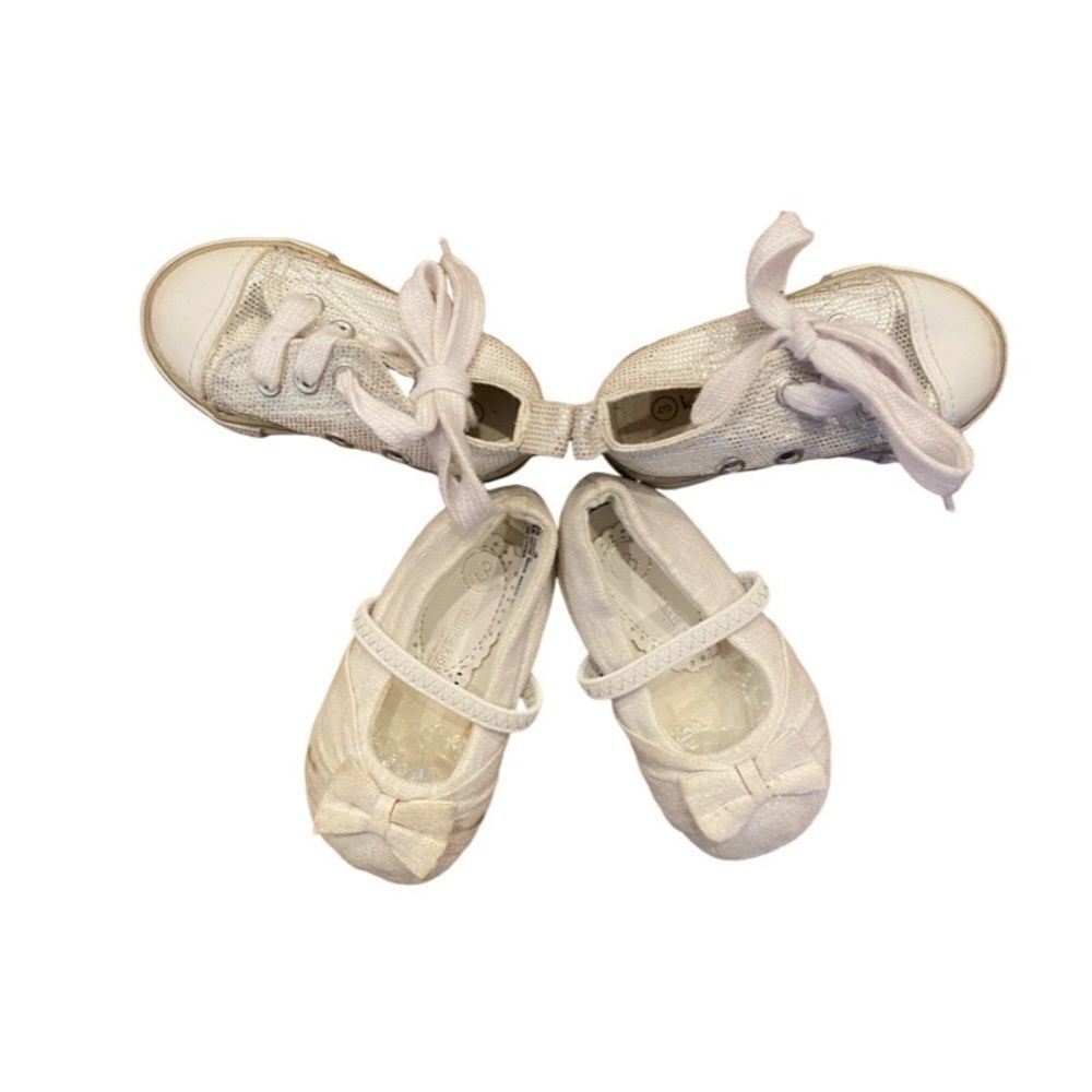 Koala Kids White Sparkly Sneakers Genuine Kids Slip On White Dressy Shoes Sz 3